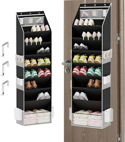 Over Door Shoe Organizer – 8 Tier Shoe Rack for 16–24 Pairs, Space Saving Hanging Holder with Strong Design, Closet & Entryway Shoe-Storage for Apartment Living | Utility Room, Dorm, RV, Bedroom
