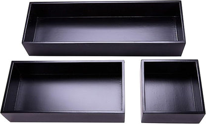 Bamboo Box for Drawer Organizer Box for Kitchen Storage Boxes for Small Accessories, Black 8"*4"