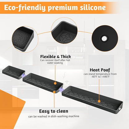 Foeacry Silicone Magnetic Shelf for Stove Top 30"/24"/20" for Kitchen Gadgets, Soft Flexible Strong Magnetic Heat Resistant Spice Rack Kitchen Organizer for Back of Oven