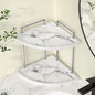 KES Hancrafted Ceramic Corner Bathroom Counter Organizer, 2-Tier Bathroom Countertop Organizer with Marble Pattern, Vanity Skincare Perfume and Makeup Storage, Polished Chrome, BSC901-CH