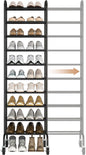 STORAGE MANIAC 10-Tier Expandable Shoe Rack, 44 Pairs Tall Vertical Shoe Rack, Heavy-Duty Metal Adjustable Shoes Organizer for Closet, Entryway, Hallway, Garage, Front Door, Shoes Shelves, Black