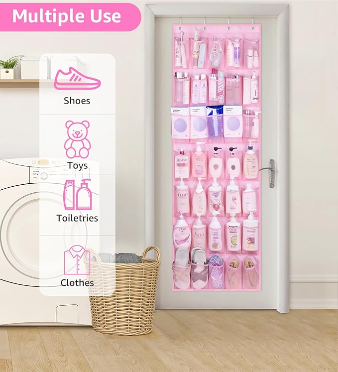 MISSLO Shoe Organizer Over The Door Shoe Storage Hanging Pink for Baby