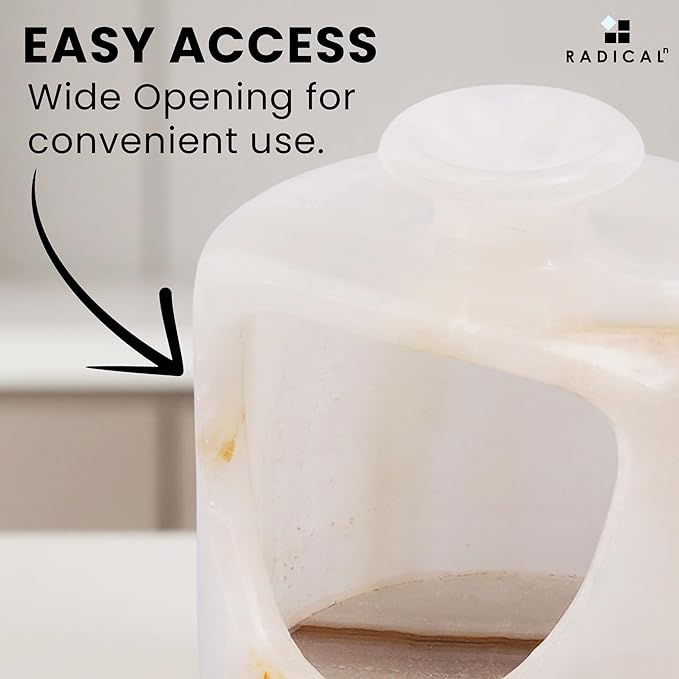 Radicaln Marble Salt Cellar 4.5" Inch White Onyx Handmade Pig Salt Jar & Table Salt Storage For Kitchen Countertop, Ideal Salt Container, Salt Dish & Sugar Bowl For Table