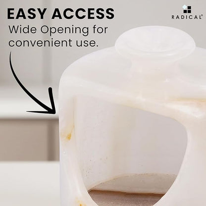 Radicaln Marble Salt Cellar 4.5" Inch White Onyx Handmade Pig Salt Jar & Table Salt Storage For Kitchen Countertop, Ideal Salt Container, Salt Dish & Sugar Bowl For Table