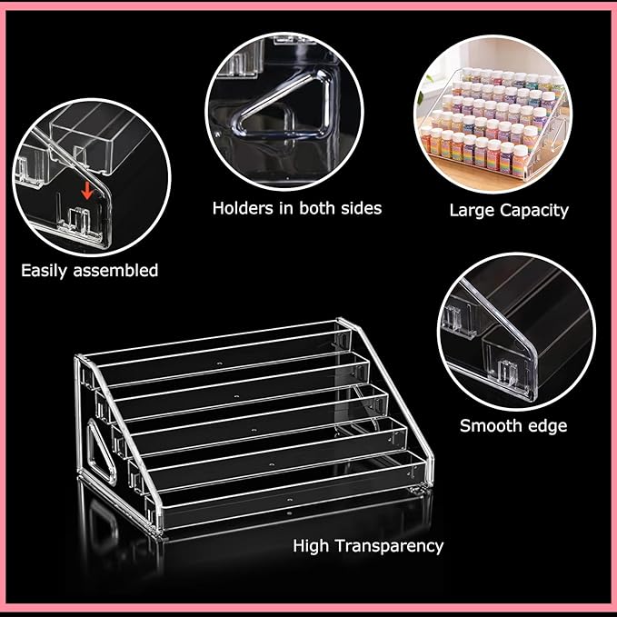 5-Tier Display Stand Rack, 2 Pack Nail Polish Organizer, Greeting Card Display Stand, Trading Card Holder for Sunglasses and Small Items