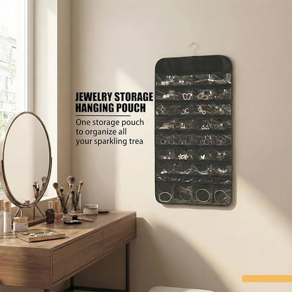 Jewelry Organizers and Storage,Earring Holder Organizer Jewelry Organizer Non-Woven Double-Sided Necklace Holder Organizer Dust-Proof Jewelry Box,80 Pocket Hanging Jewelry Organizer