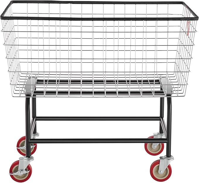 VEVOR Wire Laundry Cart, 3.8Bushel Wire Laundry Basket with Wheels, 32.5''x21.3''x29.9'', Commercial Laundry Basket, Steel Frame with Chrome Finish, 4'' Casters, Wire Cart for Laundry