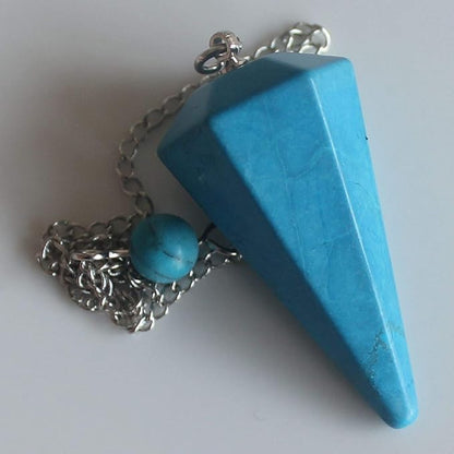 Faceted Mixed gemstone crystal pendulum point reiki chakra pendant bead Chain 6''