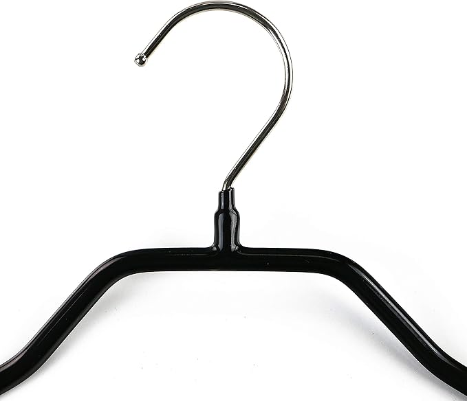 Mawa by Reston Lloyd BodyForm Series Non-Slip Space Savings Clothes Hanger with Pants Bar, 16-1/2", Style 42/LS, Set of 2, Black