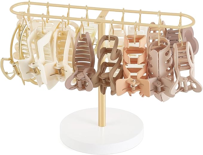 Mkono Metal Claw Clip Organizer and Hanging Jewelry Organizer Wall Mounted for Bedroom Bathroom Decor