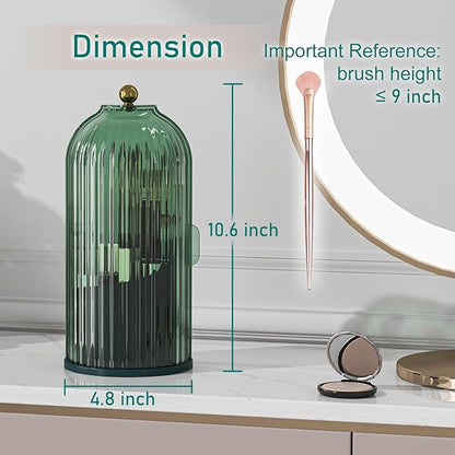 GAXmi Makeup Brush Holder with Lid Cosmetic Tools Organizer 360 Rotating Waterproof Dustproof Beauty Brushes Storage for Vanity, All Green | with Lid, 360 Rotating, Waterproof, Dustproof, for Vanity