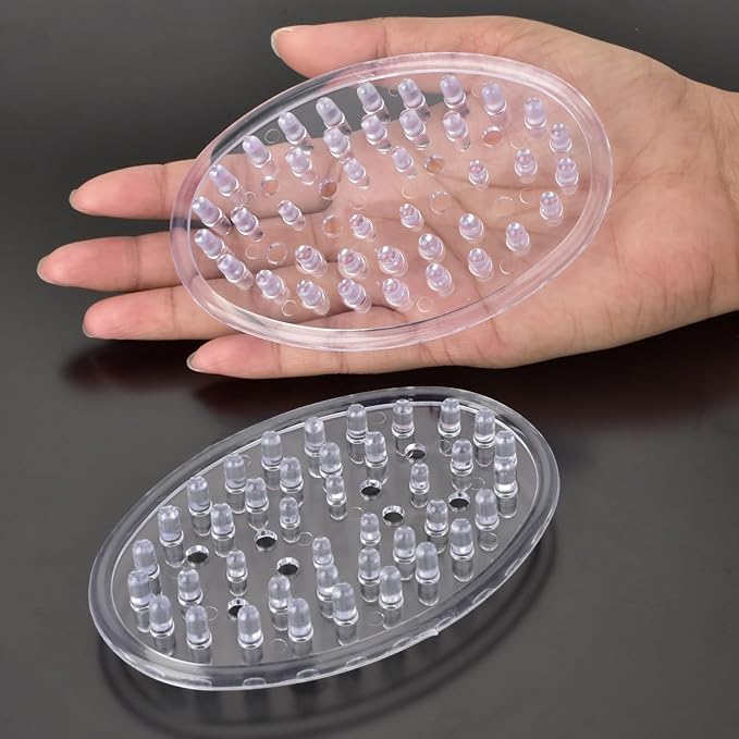 2 Pieces Plastic Soap Dish Clear Bar Holder Tray Self Draining Soap Saver with Holes Soap Container for Bathroom Counter, Kitchen
