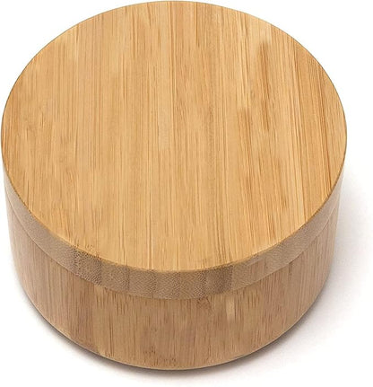 Bamboo Salt Box，Salt Cellar with Removable Magnetic Swivel Lid Round Salt, Pepper or spice Storage Box Cellar (Bamboo) (ZewellS09)