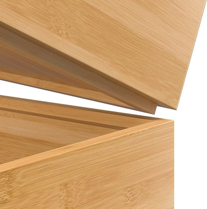 VeyFey Silverware Tray for Drawer, Stackable Kitchen Bamboo Drawer Organizer 9" x 6" x 2" Set of 2