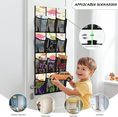 Generic Cute Dinosaur The Door Pocket Organizer Sturdy Over The Door Organizer Bedroom Space Saving Hanging Closet Organizer for Dormitory Bathroom Kid's Room Etc