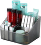 Black Makeup Brush Holder & Organizer for Vanity, Bathroom Countertop - 5 Cup Toiletry Organizer for Skincare, Perfume, Hairbrush, Sunglasses & Desk Accessories
