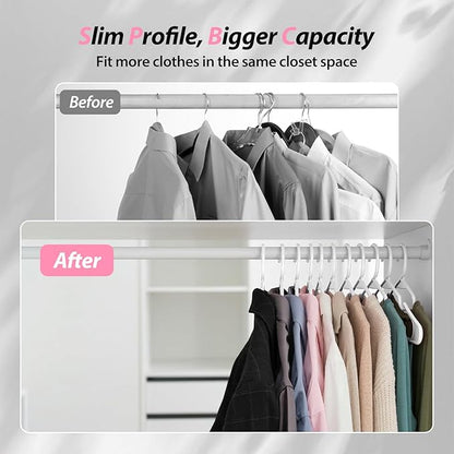 Plastic Hangers for Clothes - Durable & Versatile Color, Coat, Shirt & Pants Hangers - Space Saving Closet Storage Organizer Essentials with Non-Slip for Home, Dorm, Apartment (White, 50 Pack)