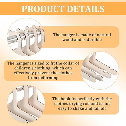 10Pcs Wooden Baby Hangers, Handcrafted Baby Clothes Hanger, Non Slip Coat Hangers for Newborn Shower Nursery and Closet Storage for Coats Pants and Jackets