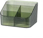 DASITON Large Capacity Makeup Brush Holder,5 Slot Makeup Brush Cup,Vintage striped Make Up Brush Holder,for Vanity Decor,Bathroom Countertops,Desk Storage Container,Cosmetic Display cases(Green-L)