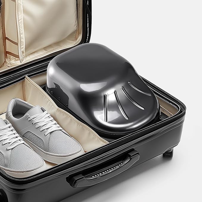 ProCase Hat Travel Case, Hard Lids Storage Organizer for 6-7 Baseball Caps Carrier with Carrying Handle and Shoulder Strap for Travel Home -Grey