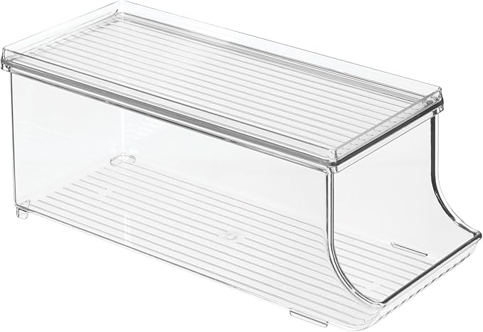 iDesign Soda Can Organizer with Lid for Pantry or Refrigerator - Clear - Made in USA