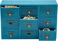 Schreibtisch-Organizer mit 9 Schubladen, Apothekerschrank, Schubladen-Organizer mit Etiketten und Metallgriffen, blau