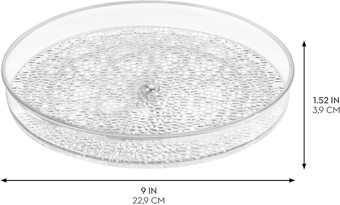 iDesign 9-Inch Plastic Lazy Susan Organizer for Bathroom Storage and Organization - Set of 2 - Clear