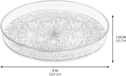 iDesign 9-Inch Plastic Lazy Susan Organizer for Bathroom Storage and Organization - Set of 2 - Clear