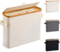 Toilet Paper Storage Basket with Lid, Bamboo Toilet Paper Storage Holder Stand Organizer for Bathroom, Toilet Paper Storage Box Container with Handle Bin for RV Closet, Beige