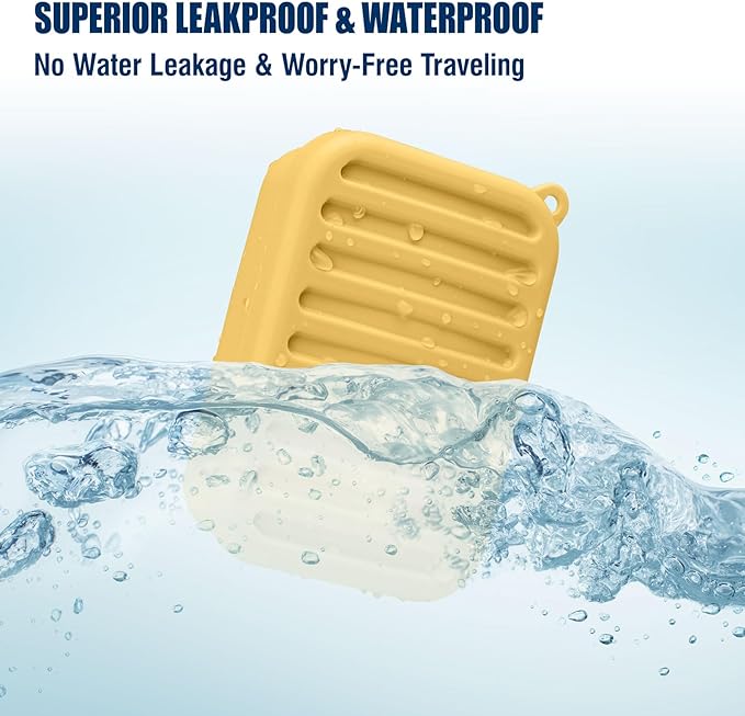 Superior Leak-Proof Silicone Travel Soap Case with Drainage Lid/Layer, Compact Bar Soap Container, Durable Soap Holder for Camping, Gym, and Travel Size Toiletries (Butter-Yellow)
