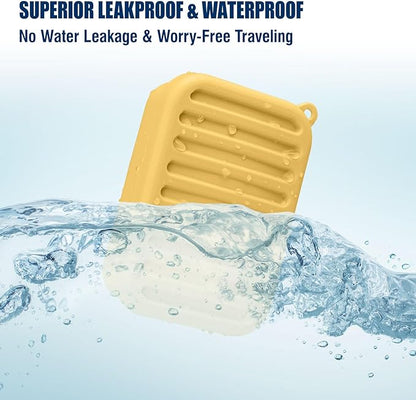 Superior Leak-Proof Silicone Travel Soap Case with Drainage Lid/Layer, Compact Bar Soap Container, Durable Soap Holder for Camping, Gym, and Travel Size Toiletries (Butter-Yellow)