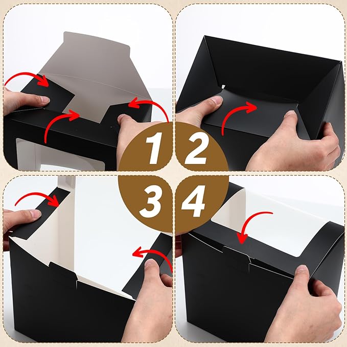 Gilprop 20 Pcs Hat Boxes for Men Black Gift Boxes with Window Display Box for Hat Storage Container for Baseball Caps, Dad Hat, Billed Cap, Snapbacks, Paper Fold Box Packing Box 8.1 x 8.1 x 5.1