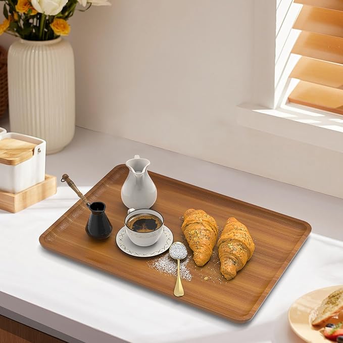 XZHXFX Bamboo Vanity Tray, Decorative Tray for Counter, Coffee Table, Kitchen, Bedroom (Large)