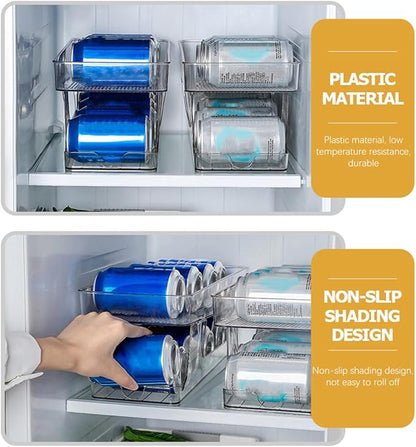 Double Storage Box Fridge Soda Can Organizer Can Drink Organizer for Fridge