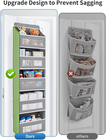 5-bin Over-the-Door Organizer - Large-Capacity Fabric Storage for Wardrobe, Bedroom, and Bathroom - Space-Saving Solution for Clutter-Free Living