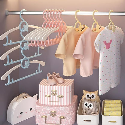 Baby Nursery Closet Hangers, JSF 20pcs Pink Ultra Thin Non-Slip and Extendable Laundry Infant Pant Hanger for Newborn Clothes Adjustable Children Coat Hanger for Girl Boy Toddler Kids Child