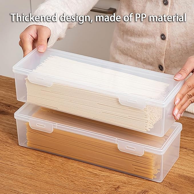 Pasta Storage Container, Stackable Airtight Food Storage Box, Kitchen Noodle Organizer with Lid