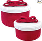 Small Storage Baskets with Lids, Round Woven Rope Basket with Lid, Cute Storage Box for Small Toy, Gift or Home Decor, Decorative Basket with Cute Bow Handle, Red