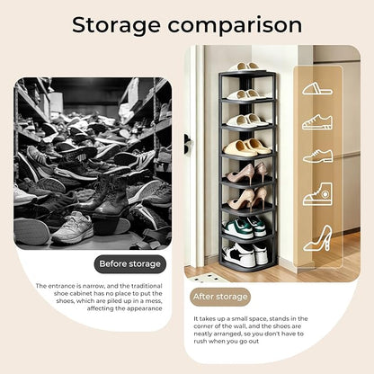 UFORU 6 Tier Vertical Shoe Rack,Corner Shoe Organizer for Entryway,Narrow Free Standing Shoe Organizer for Small Spaces,Tall Shoe Rock for Closet,Easy Assembly Shoe Storage Stand