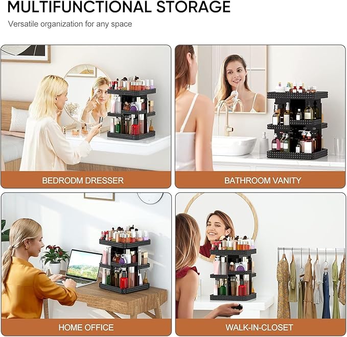 Makeup Organizer 360° Rotating Acrylic Clear Organizador De Perfumes, 7 Layers Large Makeup Organizers and Storage, Perfume Organizer for Vanity, Dresser (Plus Size Clear)