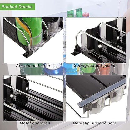 Soda Can Dispenser Beverage Display Rack Fridge Can Dispenser for Refrigerator with Adjustable Glide - Perfect for Soda, Beer, and Other Beverages