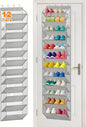 MISSLO 36 Pairs Clear Over the Door Shoe Organizer Closet Hanging Shoe Rack for Door with Large Deep Pockets Shoes Hanger Holder for Sneakers, Boots, Heels Storage (Grey)