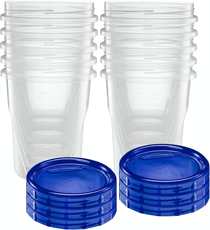 ELEGANT DISPOSABLES Twist Top Deli Containers Food Storage Containers Blue Screw on Lid Reusable Stackable Leakproof Airtight, pack of 10-32 oz containers