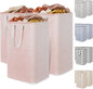 Lifewit 3 Pack Laundry Basket 80L Each, Collapsible Clothes Hamper with Reinforced Handles, Freestanding Waterproof Design for Bedroom and Laundry Room, Pink 240L Total