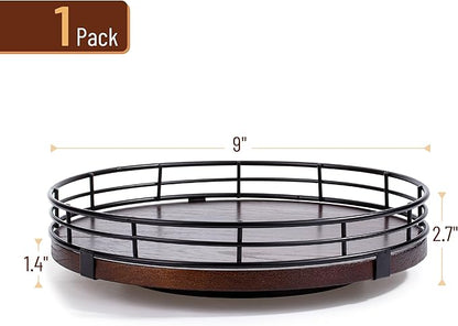 BAMBOO LAND- Lazy Susan Turntable Organizer, 9", Walnut Lazy Susan for Table Top