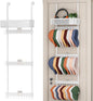 3 Tier Over Door Hat Rack with Basket,Hat Organizer for Baseball Cap with 18 Hooks and 10 Movable Clips,Hat Hanger Storage Holds up to 30+ Caps for Door, Bedroom, Closet (White)