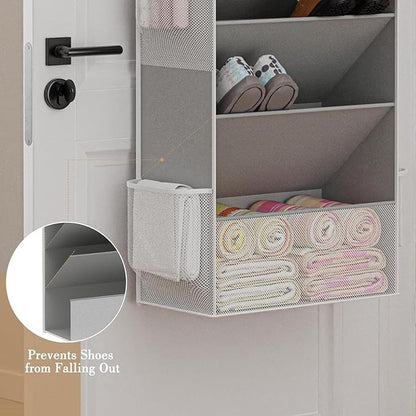Over Door Shoe Rack – 8 Layer Hanging Storage for 16–24 Shoes, Space Saving Shoe Organizer with Durable Construction, Closet Entryway Organizer for Small Apartment | Bedroom, Dorm, RV, Classroom