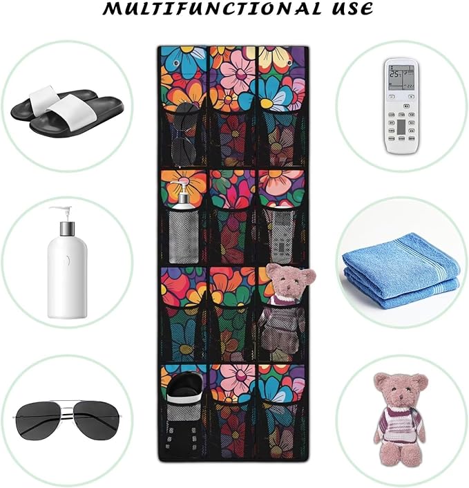 Colorful Flower Over The Door Shoe Storage,Back of Door Shoe Organizer,Hanging Garage Storage Rack,Hanging Shoe Organizer,Classroom Headphone Storage,Over The Door Shoe Organizer