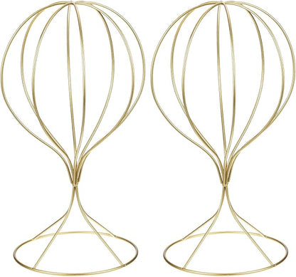 uxcell Metal Hat Display Stand 2 Pack Tabletop Hat and Wig Rack Modern Women Closet Holder for Baseball Cap, Fedora Hat, Cowboy Hat - Gold