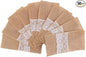 4 X8 Inch Hessian Burlap Lace Jute Cutlery Pocket Knifes Forks Bag Burlap Silverware Holders for Wedding St. Valentine's Day 50PCS